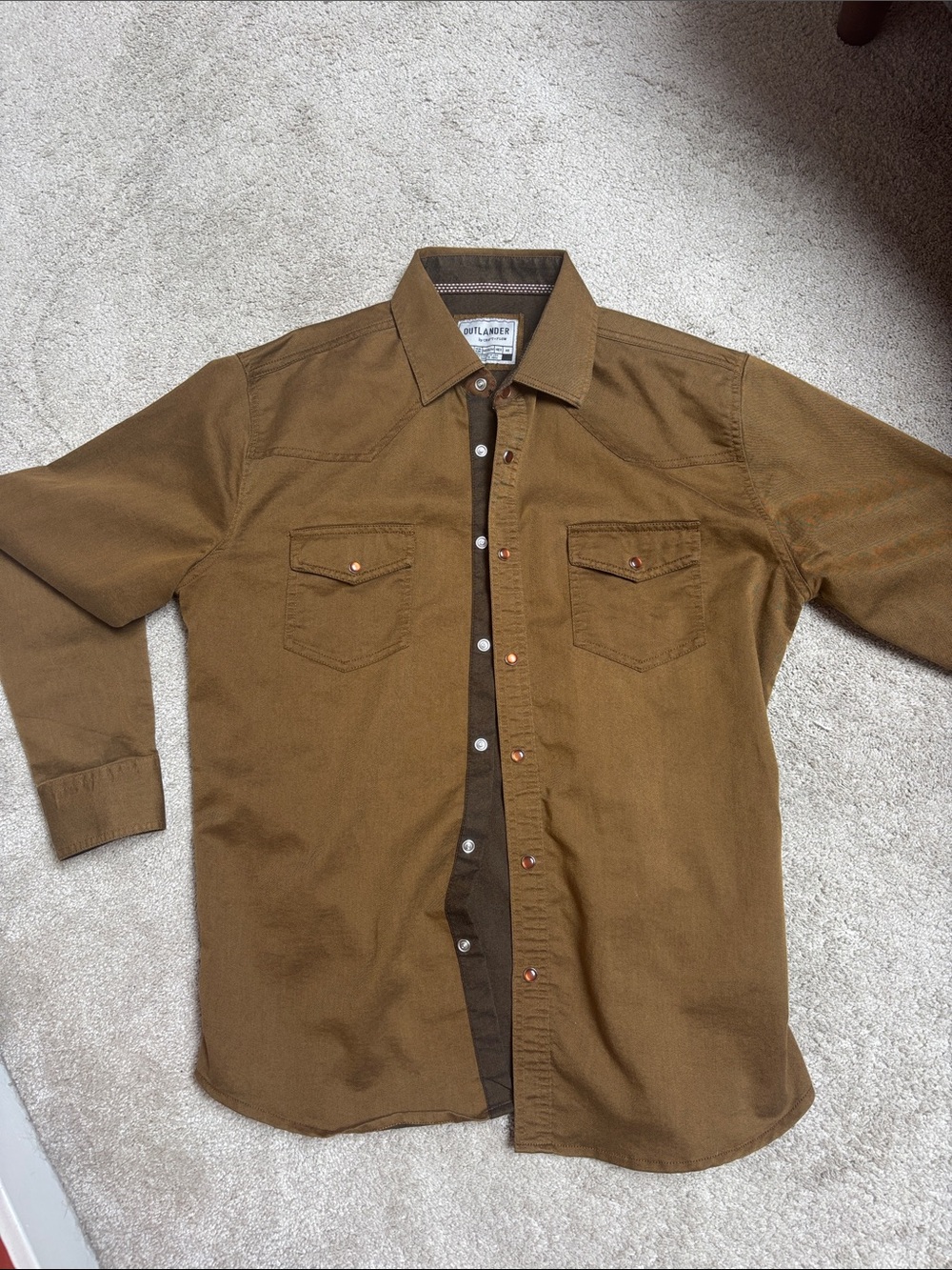 Outlander Men's Tan Button-Down Casual Work Shirt